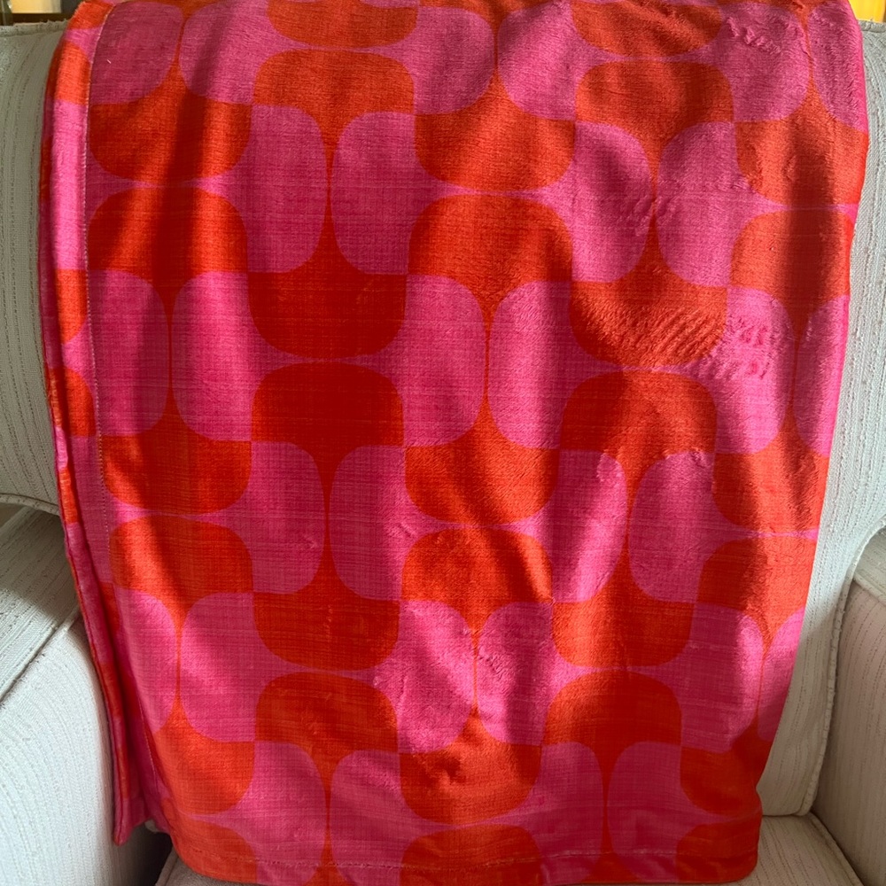 Brand new never used Soft minky fabric orange and hot pink throw blanket 48x70.